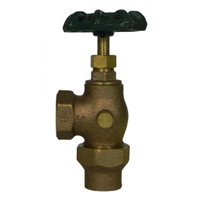 Stop Valve 1" Brass  Angle FLRXF with Drain No Lead  Maximum Pressure 125 WOG